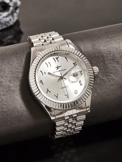 Montre Arabe Sterling - Cadran Argent Élégant
